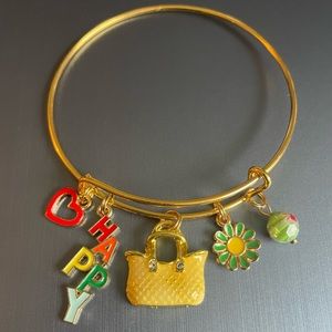 “Don’t Worry be Happy” 😃 Bangle in Gold-tone